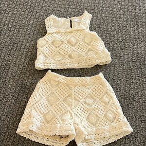 Zara Kids Cream Crochet Matching Set